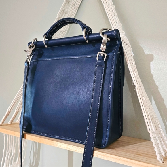 Vintage Coach Willis Top Handle Shoulder Bag ( Royal / Cobalt Blue) # 9927 - Picture 11 of 14